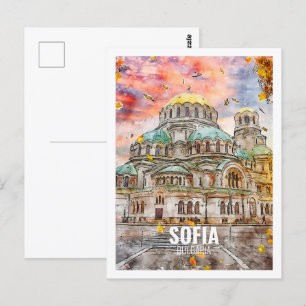 Sofia Bulgaria Famous Travel Waterverf Sketch Briefkaart