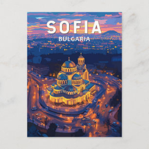 Sofia Bulgaria Illustration Travel Art Vintage Briefkaart