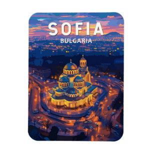 Sofia Bulgaria Illustration Travel Art Vintage Magneet