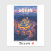 Sofia Bulgaria Illustration Travel Art Vintage Sticker (Vel)