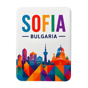 🧲 Sofia Bulgarije Aquarel Skyline Aandenken 🎨 Magneet
