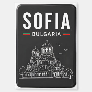 🧲 Sofia Bulgarije Kathedraal Lijnkunst Souvenir ⚫ Magneet