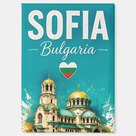🧲 Sofia Bulgarije Modern Reis Herinnering Design Magneet (Voorkant)