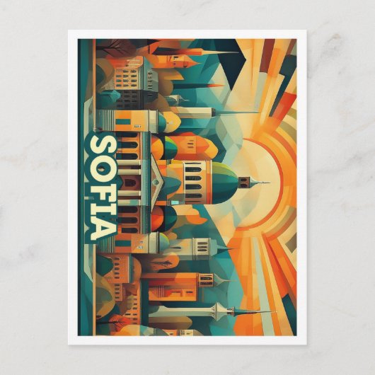 Sofia Bulgarije Reizen artistiek kleurrijk Briefkaart (Voorkant)