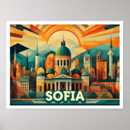 Sofia Bulgarije Reizen artistiek kleurrijk Poster