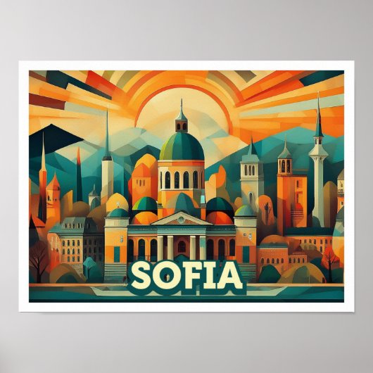 Sofia Bulgarije Reizen artistiek kleurrijk Poster (Voorkant)