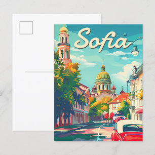 Sofia Bulgarije  retro reisillustratie Briefkaart