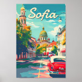 Sofia Bulgarije  retro reisillustratie Poster (Voorkant)