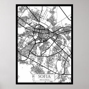 Sofia Bulgarije Stad Kaart Poster