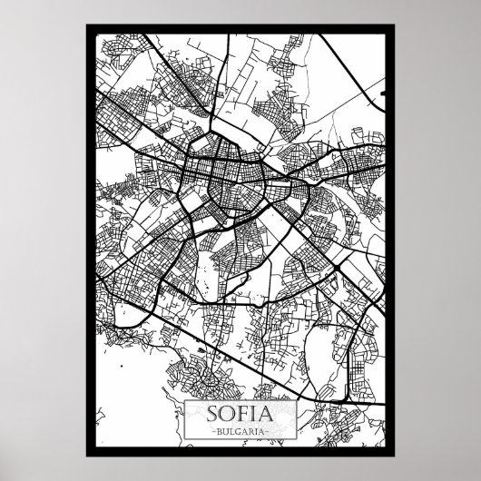 Sofia Bulgarije Stad Kaart Poster (Voorkant)