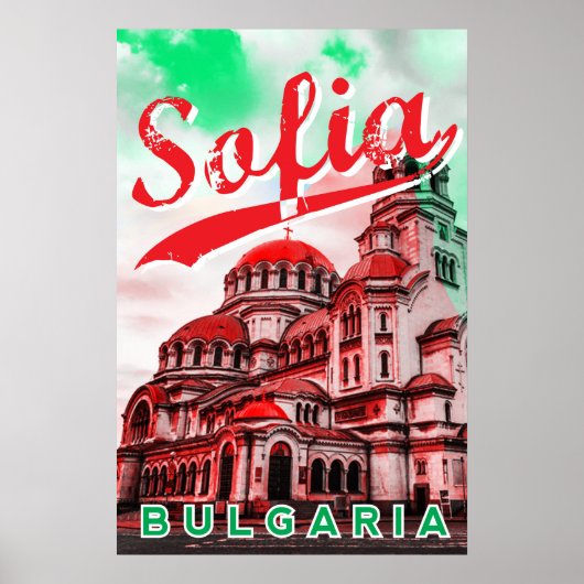 Sofia, Bulgarije, vintage poster (Voorkant)