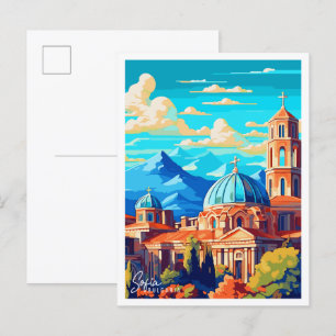 Sofia Bulgarije vintage reisillustratie Briefkaart