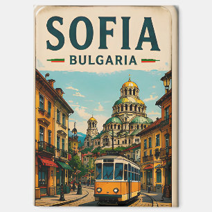 🧲 Sofia Bulgarije Vintage Tram Reis Souvenir 🚋 Magneet
