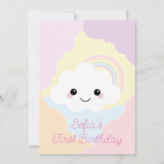 Sofia Cloud Eerste Verjaardag Uitnodiging (Achterkant)