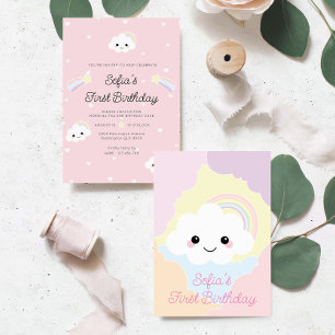 Sofia Cloud Eerste Verjaardag Uitnodiging