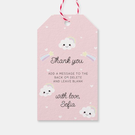 Sofia Cloud Verjaardag Dank je wel gunst Cadeaulabel (Achterkant)