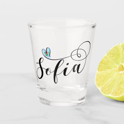 Sofia Flag, I Heart Sofia, Bulgarije Shot Glas (Voorkant)