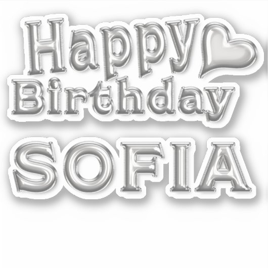 Sofia Happy Birthday silver Aufkleber Sticker (Voorkant)
