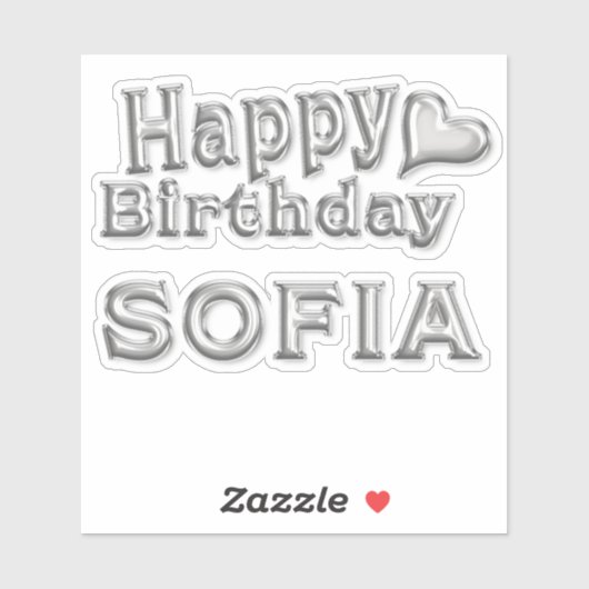 Sofia Happy Birthday silver Aufkleber Sticker (Vel)