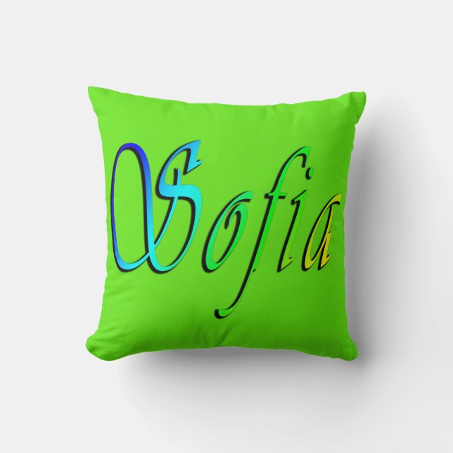 Sofia, naam, Logo, groene denkussen Kussen (Voorkant)