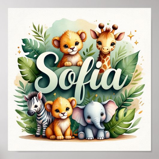 Sofia Safari Kinderkamer Muur Kunst Poster (Voorkant)