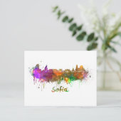 Sofia skyline in watercolor briefkaart (Staand voorkant)