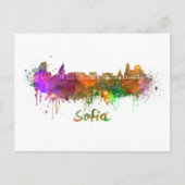 Sofia skyline in watercolor briefkaart (Voorkant)