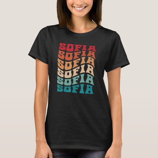 Sofia Tie Dye Groovy Hippie 60s 70s Naam Sofia T-shirt (Voorkant)