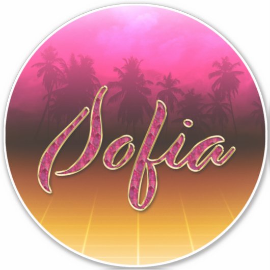 Sofia Vorname Name golden pink Aufkleber Sticker (Voorkant)