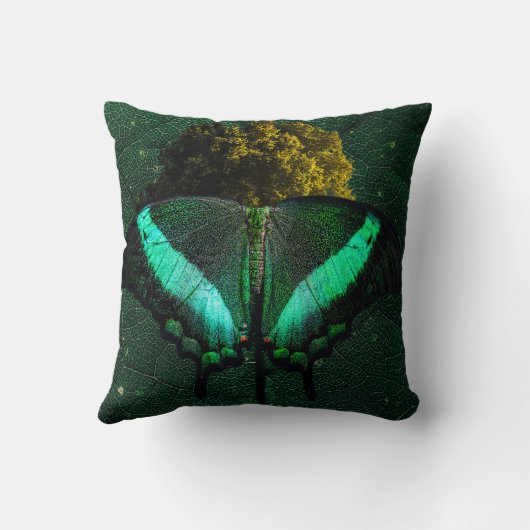 Sofisticado Esmeralda Orgânico Borboleta Arte Kussen (Achterkant)