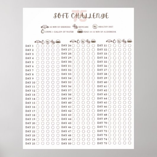 Soft 75 Uitdaging Gewoonte Tracker Poster (Voorkant)