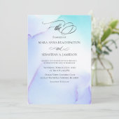 *~* Soft Abstract Waterverf Lavender Mint Wedding Kaart (Staand voorkant)
