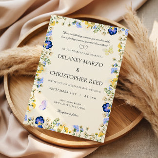 Soft And Colorful Floral Wedding Invitations Kaart