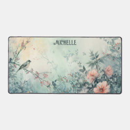 Soft and Dreamy Pastoral Birds and Flowers Bureaumat