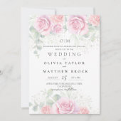 Soft and Elegant Blush Pink Roses Wedding Kaart (Voorkant)