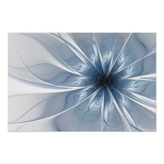 Soft and tenderness blue fractal fantasy flower cu perfect poster (Voorkant)