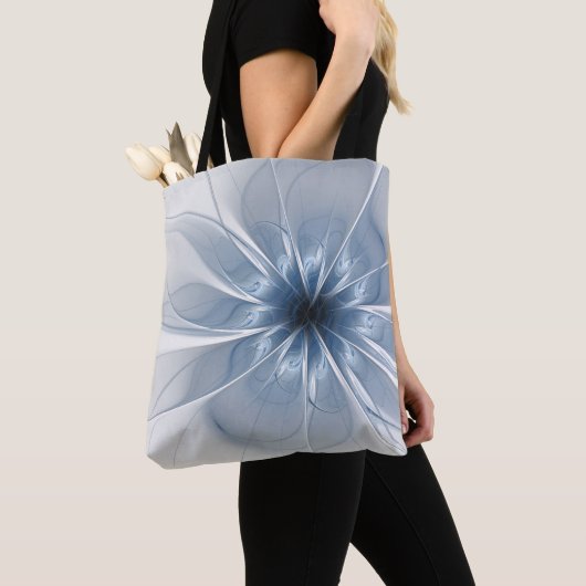 Soft and tenderness blue fractal fantasy flower cu tote bag (Dichtbij)