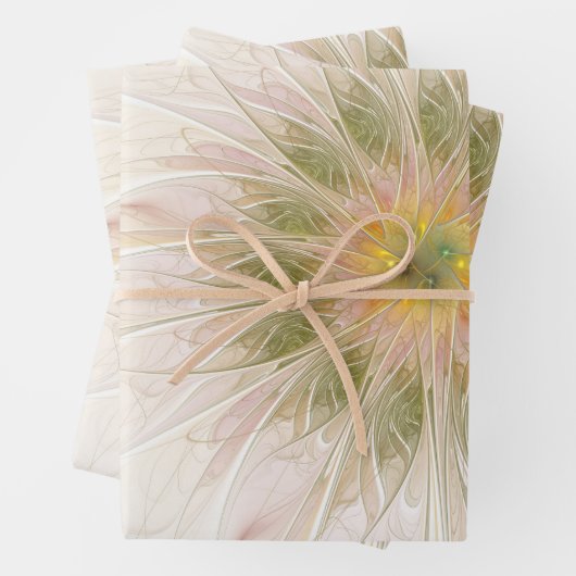 Soft and tenderness fractal fantasy flowers inpakpapier vel (In situ)