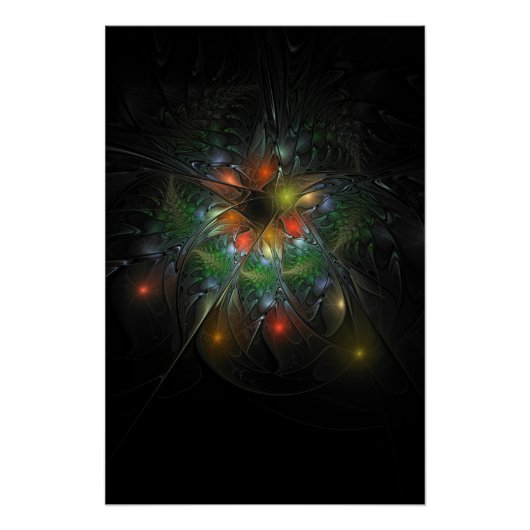 Soft and tenderness fractal fantasy flowers perfect poster (Voorkant)