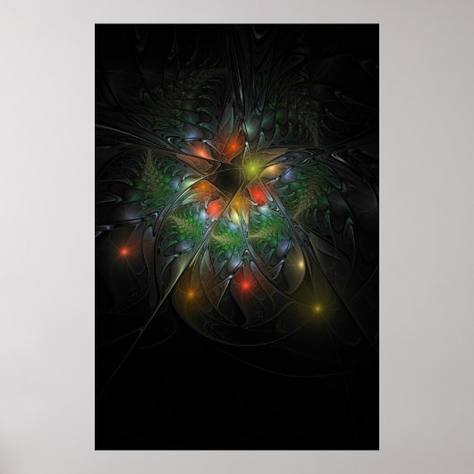Soft and tenderness fractal fantasy flowers poster (Voorkant)