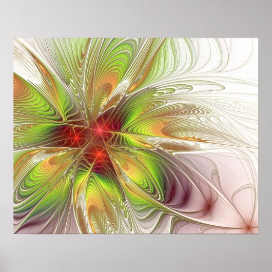 Soft and tenderness fractal fantasy flowers poster (Voorkant)