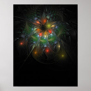 Soft and tenderness fractal fantasy flowers poster