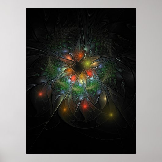 Soft and tenderness fractal fantasy flowers poster (Voorkant)