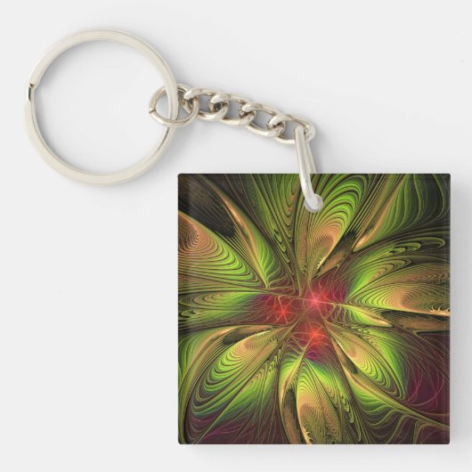 Soft and tenderness fractal fantasy flowers sleutelhanger (Voorkant)