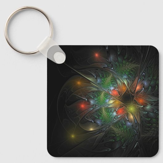 Soft and tenderness fractal fantasy flowers sleutelhanger (Voorkant)
