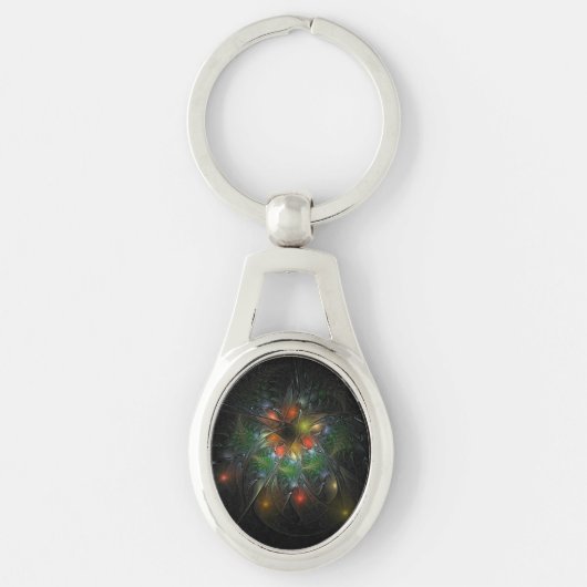 Soft and tenderness fractal fantasy flowers sleutelhanger (Voorkant)