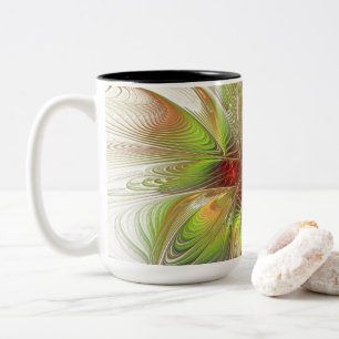 Soft and tenderness fractal fantasy flowers tweekleurige koffiemok