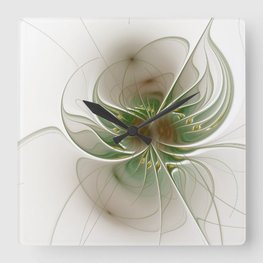 Soft and tenderness fractal fantasy flowers vierkante klok (Voorkant)