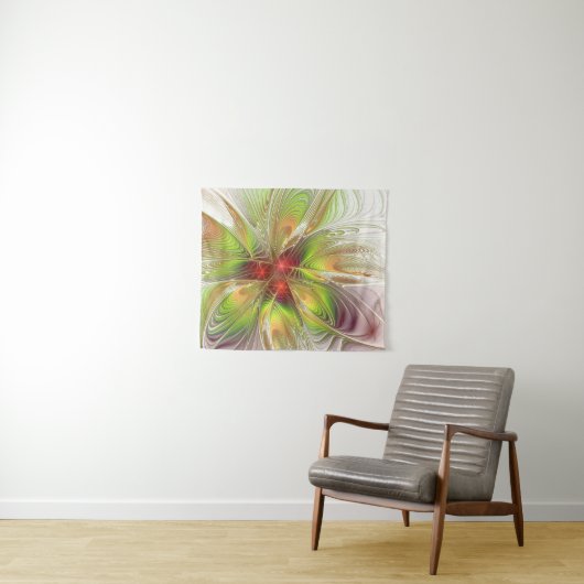 Soft and tenderness fractal fantasy flowers wandkleed (In Situ (horizontaal))