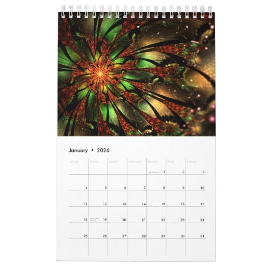 Soft and tenderness fractal flower kalender (Jan 2026)